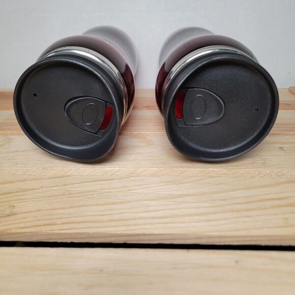 Set of 2 Carnival Cruise Lines Transparent Red Tumblers w/ Lids - Picture 2 of 5